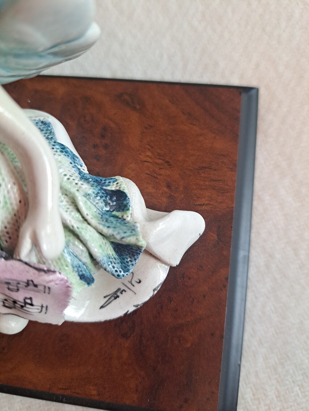 Italian Zampiva Porcelain Spaghetti Hair Angel With Music Sheet Figurine On Base - Picture 5 of 8